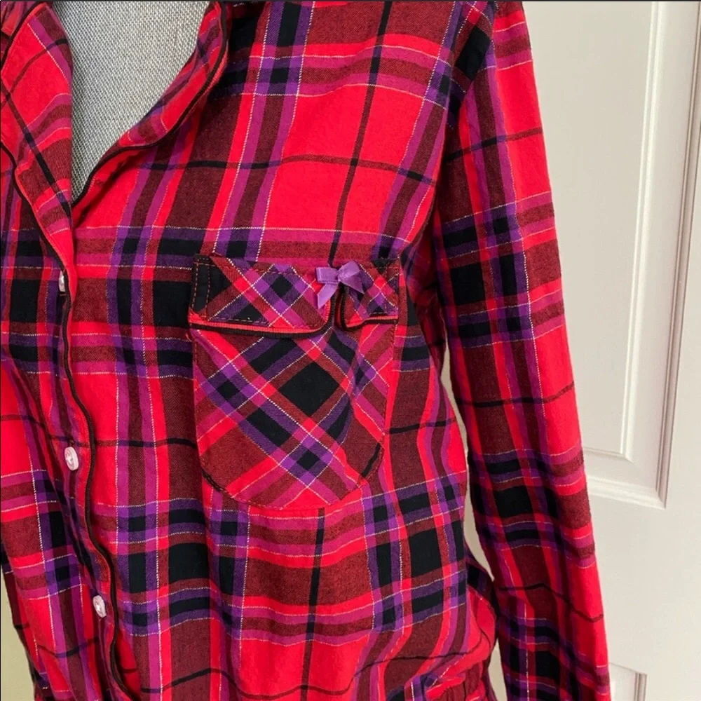Victoria Secret Red Plaid Pajama Drawstring Dress size Medium